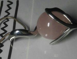 Elegant Silver / Soft Pink Drop Necklace